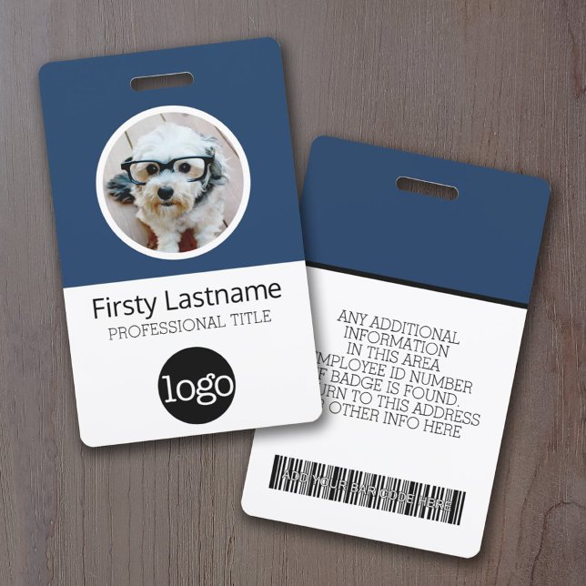 Circle Photo Custom Employee Bar Code, Logo, Name ID Badge (Creator Uploaded)