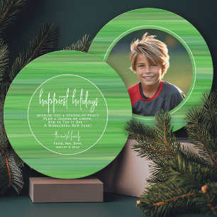 Circle Photo Modern Transparent Green - Happiest Holiday Card