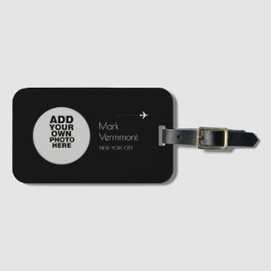 circle photo travel black & stylish luggage tag