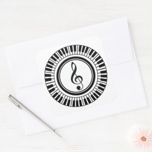 Circle Piano Keys and Treble Clef Square Sticker