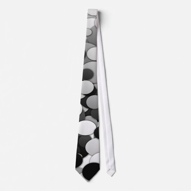 Circle & polka dot ties - black & white (Front)