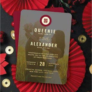 Circle Red Double Happiness Photo Chinese Wedding