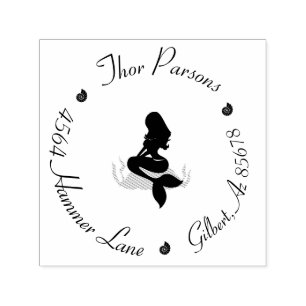 Circle Return Address Mermaid Lover Custom Unique Self-inking Stamp