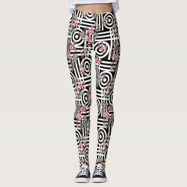 Circle Rose Watercolor Women's Leggings (Front)