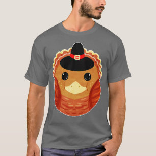 Circle Round Turkey With Pilgrims Hat For Thanksgi T-Shirt
