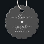 Circle Scalloped Wedding or Shower Gift Tags, Grey Favour Tags<br><div class="desc">These are the perfect little gift tags for your wedding welcome bags or favours. You can customise front and back text,  as well as change the background colour</div>