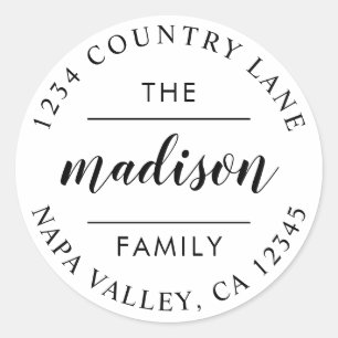 Circle Script   Create Your Own Return Address Classic Round Sticker