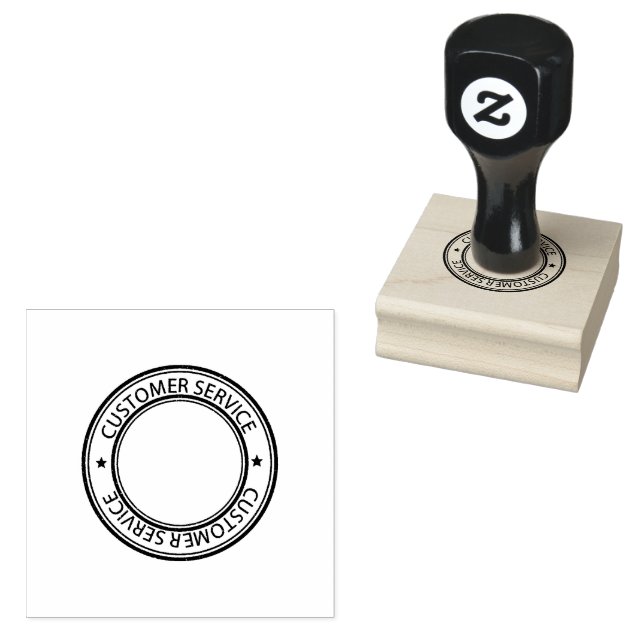 Circle Shape CUSTOMER SERVICE Logo Jet Black Ink  Rubber Stamp (Stamped)