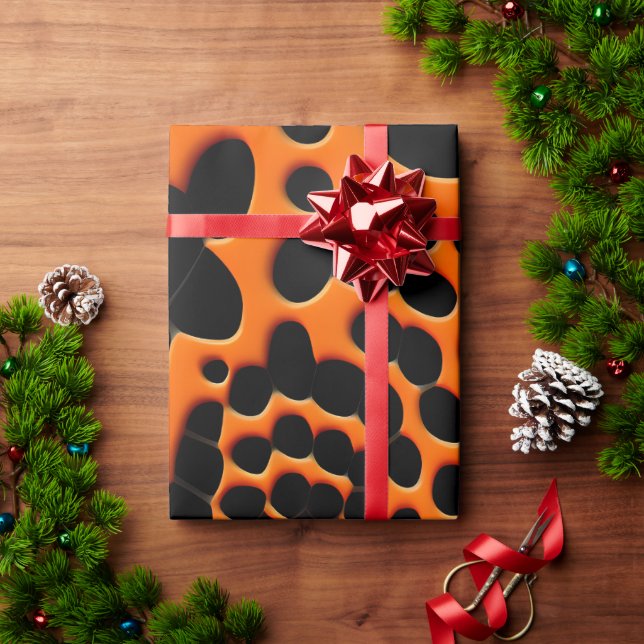 Circle Shapes Orange Abstract Geometric Pattern Wrapping Paper (Holiday Gift)