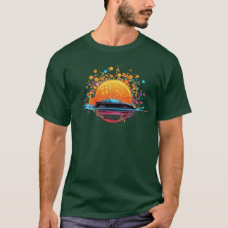 Circle Splash with Car Design Print T-Shirt