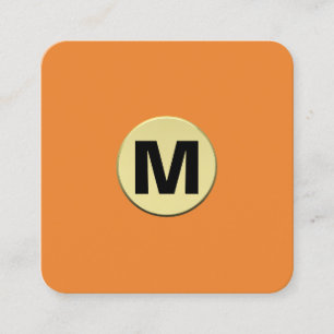 Circle Spot Monogram Gold 3d - Orange Square Business Card