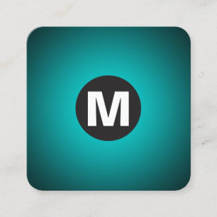 Circle Spot Monogram - Gradient - Cyan to Black Square Business Card