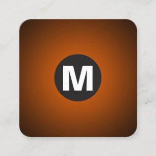 Circle Spot Monogram - Gradient - Orange to Black Square Business Card