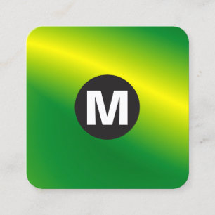 Circle Spot Monogram - Green Wave Square Business Card