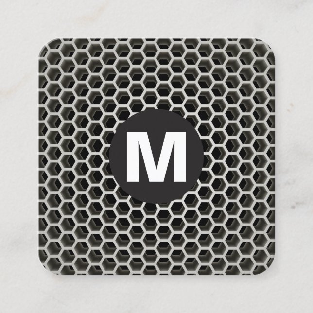 Circle Spot Monogram - Honeycomb Warm Square Business Card (Front)