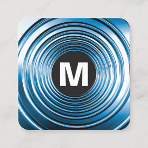 Circle Spot Monogram - Long Spring Blue Square Business Card