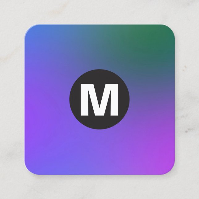 Circle Spot Monogram - Soft Gradients Square Business Card (Front)