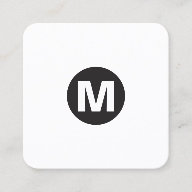 Circle Spot Monogram Square Business Card (Front)