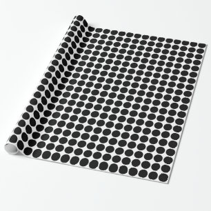 Circle Spots - Black on White Wrapping Paper