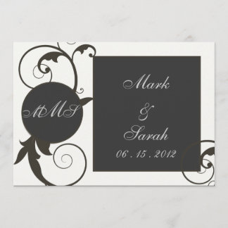 Circle Square Blackboard Monogram Invitation