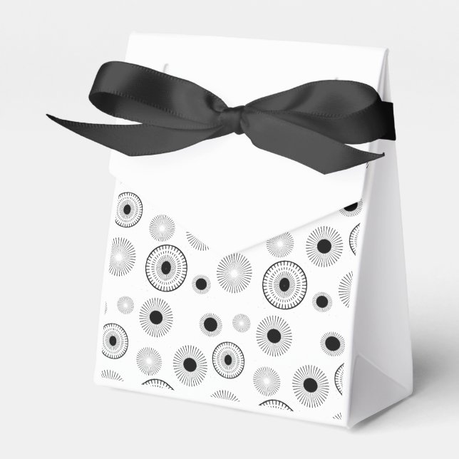 Circle Starburts Pattern- Black & White Favour Box (Front Side)