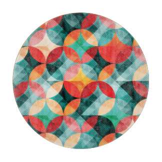 Circle Symphony: Colourful Abstract Vintage Cutting Board