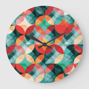 Circle Symphony: Colourful Abstract Vintage Large Clock
