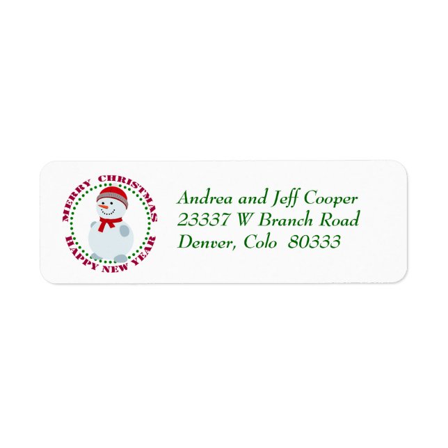 Circle Text Christmas Snowman Return Address (Front)