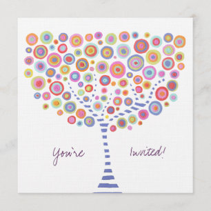 Circle Tree Retro Blank Fill In Invitation
