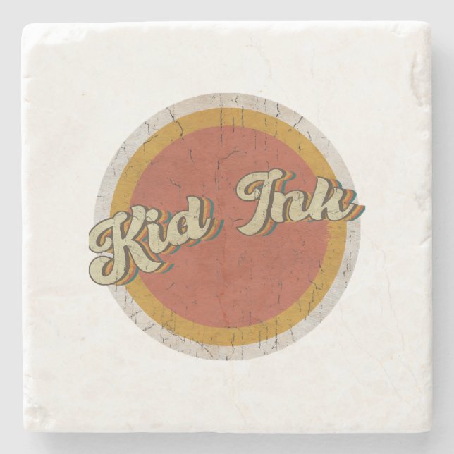 Circle vintage Kid Ink Kids  Stone Coaster (Front)