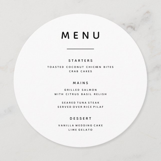 Circle Wedding Menu (Front)
