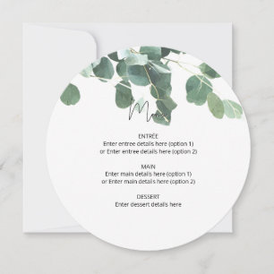 Circle Wedding Plate Menu Watercolor Eucalyptus
