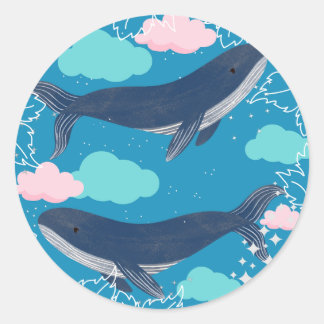 Circle whale stickers 