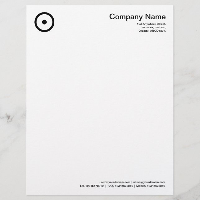 Circle with Centre Spot - Black Personalised Letterhead (Front)