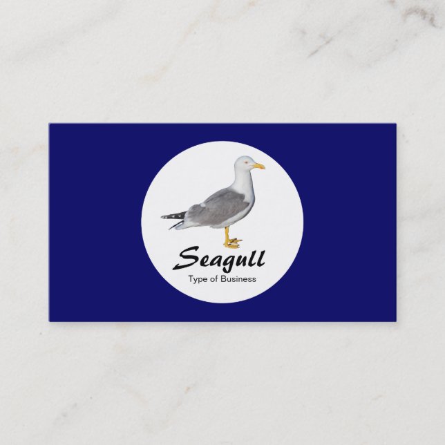Circle - Yellow Legged Gull - Deep Navy Business Card (Front)