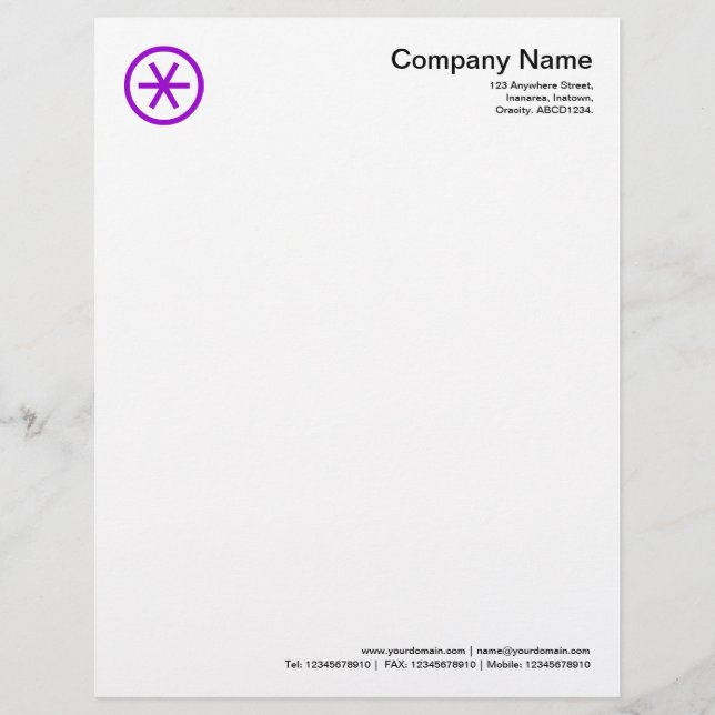Circled Asterisk - Purple Letterhead (Front)