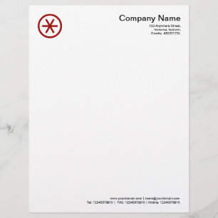 Circled Asterisk - Ruby Red Custom Letterhead