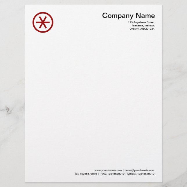 Circled Asterisk - Ruby Red Custom Letterhead (Front)