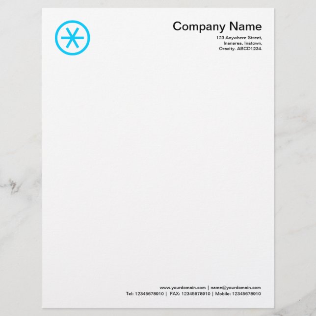 Circled Asterisk - Sky Blue Letterhead Design (Front)