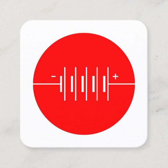 Circled Batteries Symbol - Red and White Square Business Card (Front)