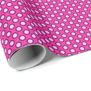 Circled polka dots, magenta, pink and purple wrapping paper