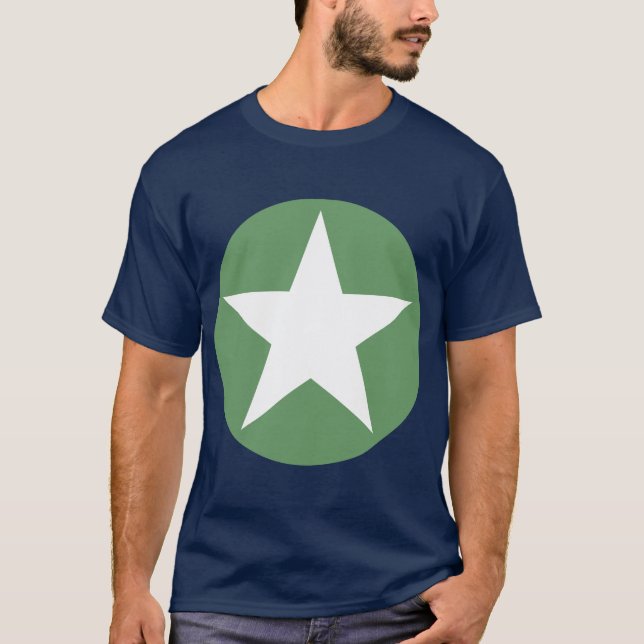 Circled Star - White with Army Green T-Shirt (Front)