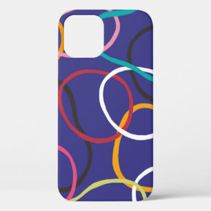 Circles, abstract bands seamless vintage pattern. iPhone 12 case