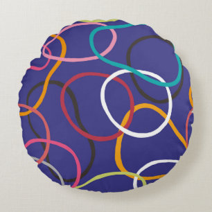 Circles, abstract bands seamless vintage pattern. round cushion
