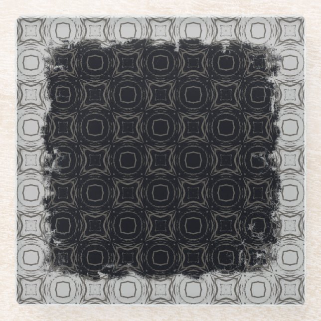 Circles and Diamonds in Bronze Pattern Glass Coaster (Front)