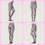 Circles and Diamonds Pattern Grey Pink Leggings<br><div class="desc">These leggings in twisting waves of circles and diamonds in black and grey are a fun and edgy monochromatic grey design with a blush of pink.  The monochromatic pattern makes a fashion statement that's fun and chic.</div>