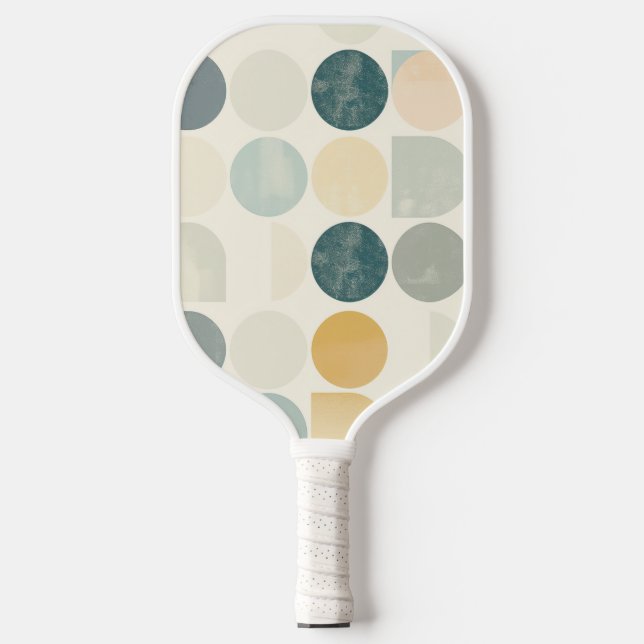 Circles and other shapes on white background pickleball paddle (Front)