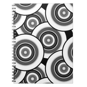 Circles and rings geometric black and white patter notebook