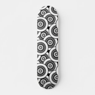 Circles and rings geometric black and white patter skateboard