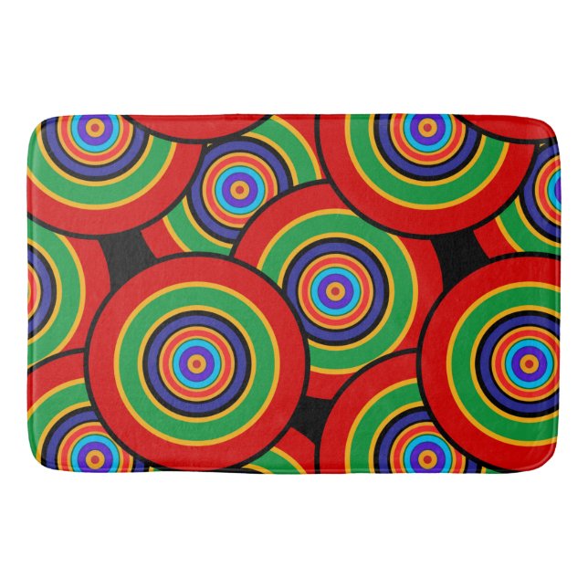 Circles and rings retro bath mat (Front)